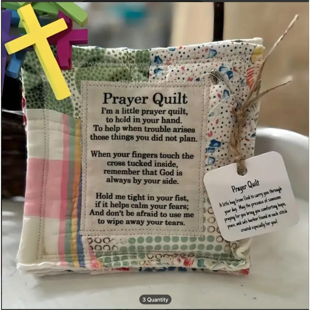 Sentimental Prayer Quilt with Cross - Unique Art & Craft Piece, Perfect for Gift